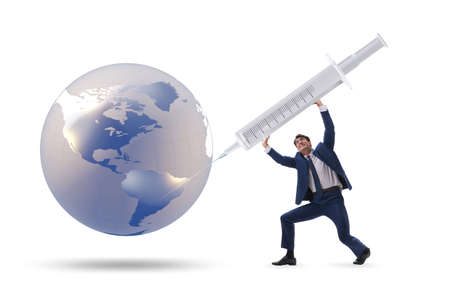 Concept of gloval vaccination against covid-19 coronavirusの写真素材