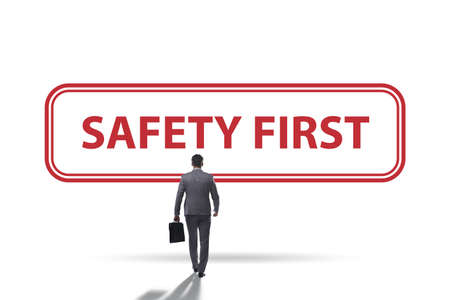 Safety first badge with business peopleの写真素材