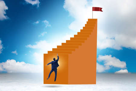 Career ladder concept with the businessman