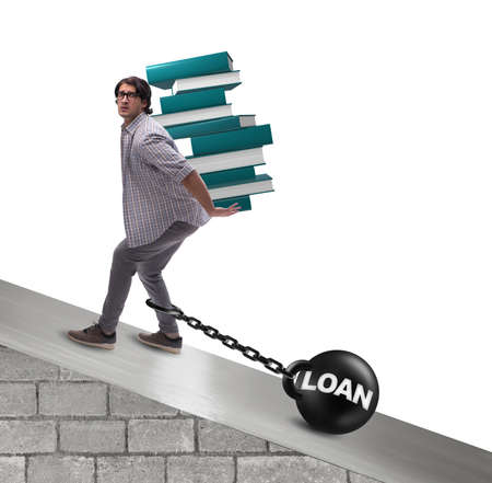 The student in loan and expensive education conceptの写真素材