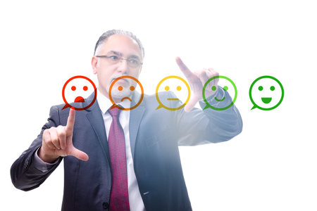 Businessman in customer feedback conceptの写真素材