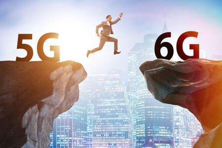 Concept of moving from 5g technology to 6gの写真素材