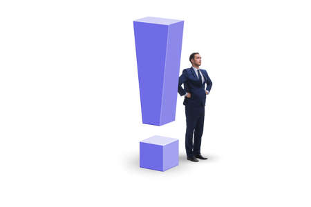 Business concept with exclamation mark and business personの写真素材