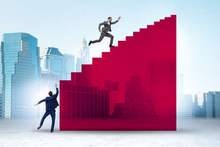 Career ladder concept with the businessmanの写真素材