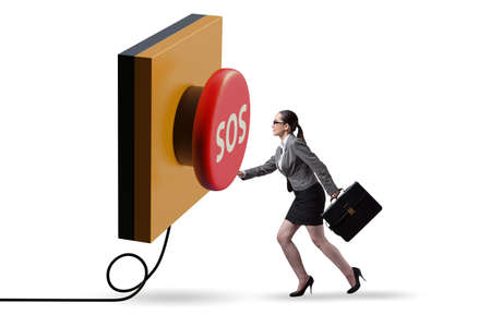 Businesswoman pressing SOS button in case of danger