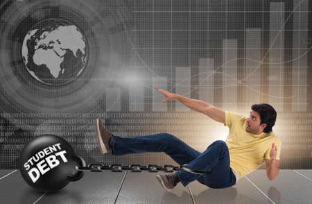 The student in loan and expensive education conceptの写真素材