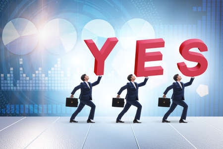 Businessmen in the yes positive answer