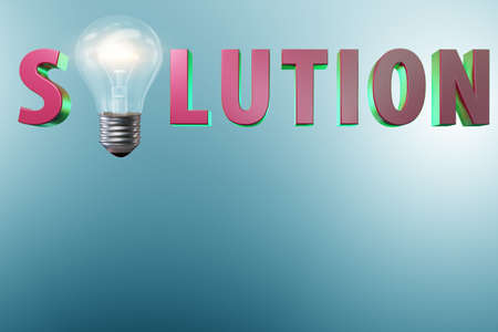 Concept of soluton with light bulb-3d rendering