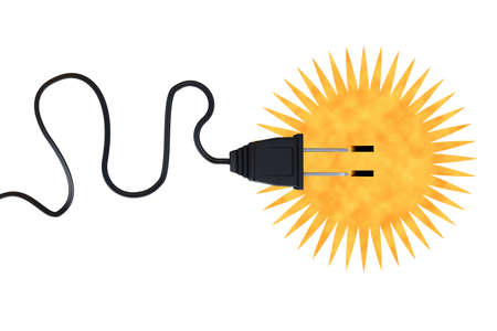 Solar energy concept with sun and socket