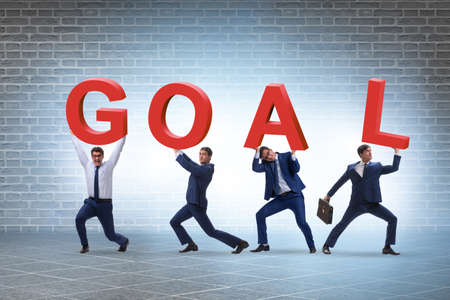 Businessman in goal concept carrying letters