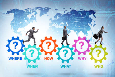 Concept of many questions with business people