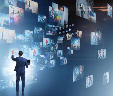 The concept of streaming video with businessman