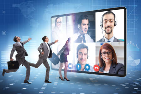Videoconferencing concept with people in online call