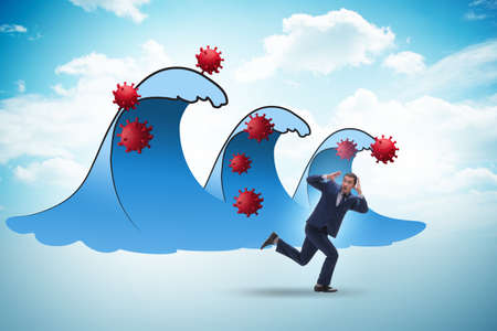 Concept of covid wave in coronavirus pandemicの写真素材