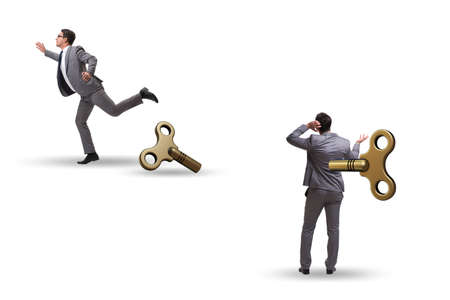 Concept of businessman escaping from office routineの写真素材