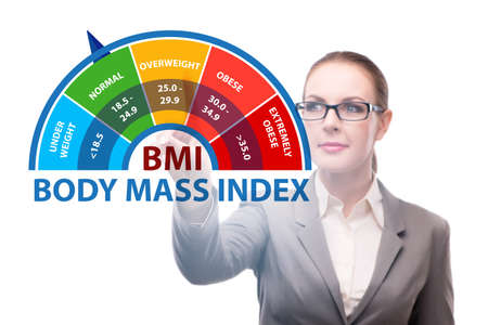 Concept of BMI - body mass index with nutritionistの写真素材