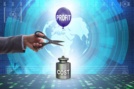 Concept of profit and cost with businessman