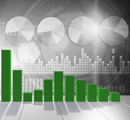 The bar chart showing growth - 3d rendering