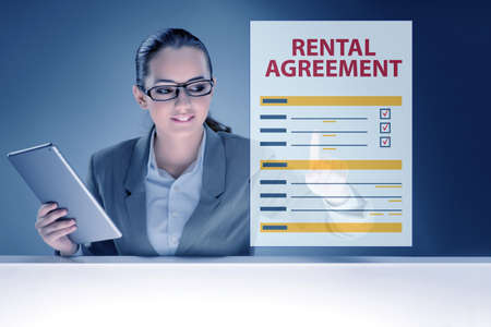 Rental agreement concept with businesswomanの写真素材
