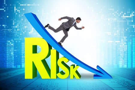 Risk reduction and mitigation concept with businessmanの写真素材