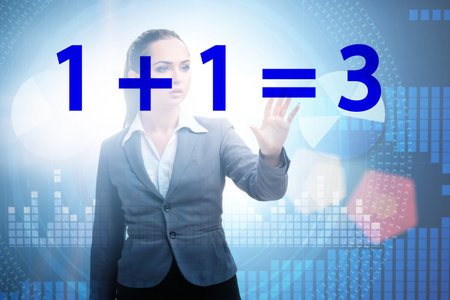 Businesswoman in synergy business conceptの写真素材