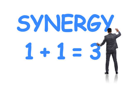 Businessman in synergy business conceptの写真素材