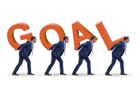 Businessman in goal concept carrying letters