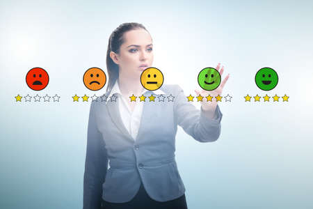Businesswoman in customer feedback conceptの写真素材
