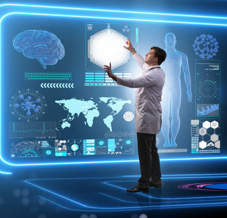 Team of doctor in remote diagnostics examination conceptの写真素材