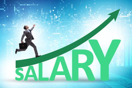 Salary increase concept with businessmanの写真素材