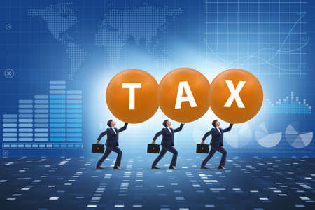 Tax burden concept with businessmenの写真素材