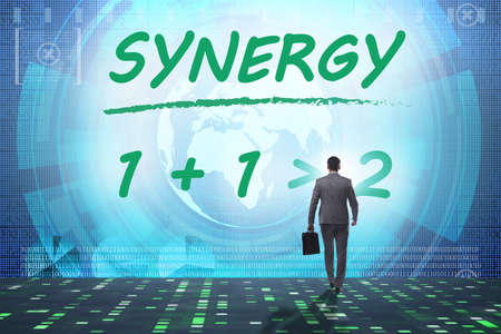 Businessman in synergy business conceptの写真素材