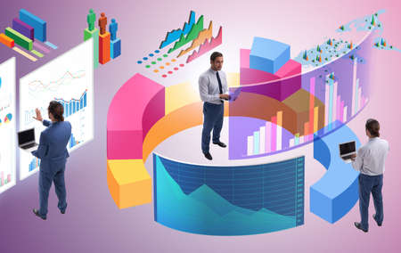 Trader working in technical visualization environmentの写真素材