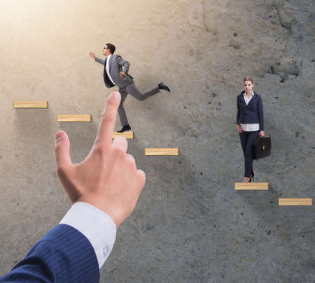 Gender discrimination concept with promotions