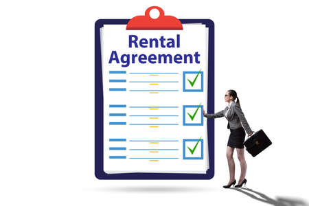 Rental agreement concept with businesswomanの写真素材