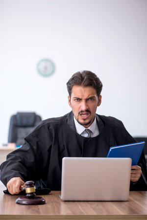 Young male judge working in the courthouseの写真素材