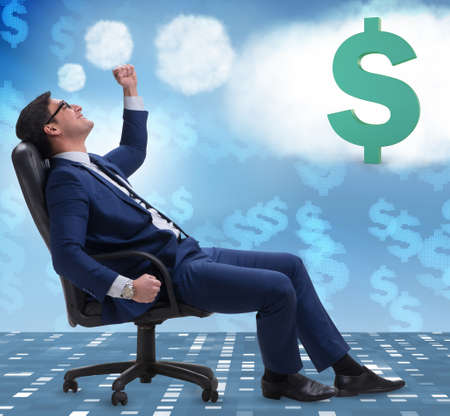 Businessman dreaming of money dollarsの写真素材