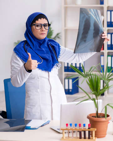 Female doctor in hijab working in the hospitalの写真素材