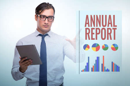 Businessman in annual report conceptの写真素材