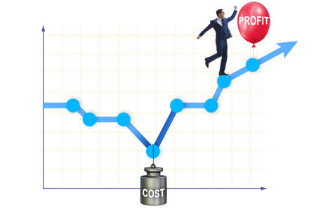 Chart with profit and cost and businessmanの写真素材