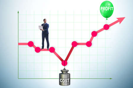 Chart with profit and cost and businessmanの写真素材