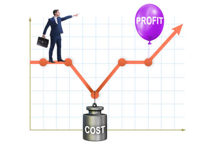 Chart with profit and cost and businessmanの写真素材