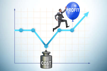 Chart with profit and cost and businessmanの写真素材