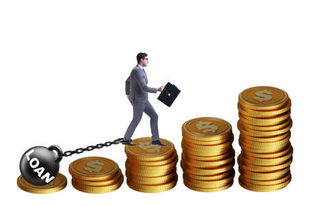 Businessman in loan and debt conceptの写真素材