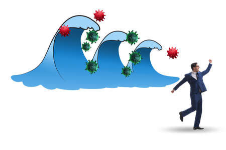 Concept of covid wave in coronavirus pandemicの写真素材