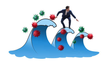 Concept of covid wave in coronavirus pandemicの写真素材