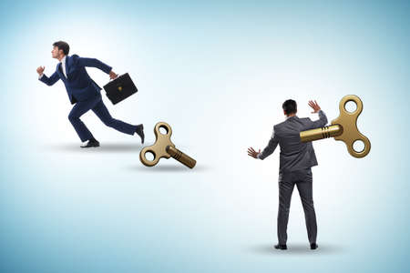 Concept of businessman escaping from office routineの写真素材