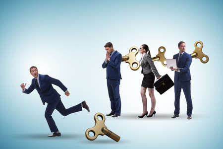 Concept of businessman escaping from office routineの写真素材
