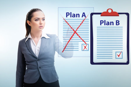 Concept of choosing between Plan A or Plan Bの写真素材