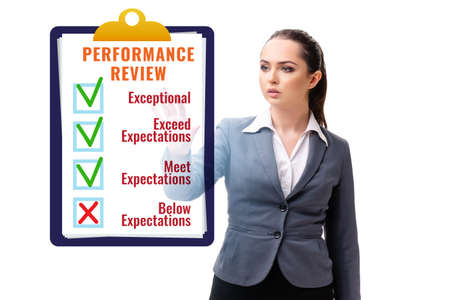 Annual performance review concept with businesswomanの写真素材